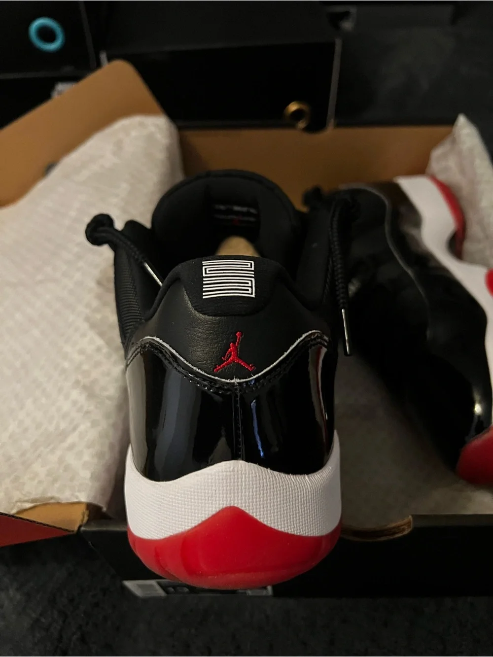 Retro 11 Jordan Men's Black and Red Low-Top Basketball Sneakers